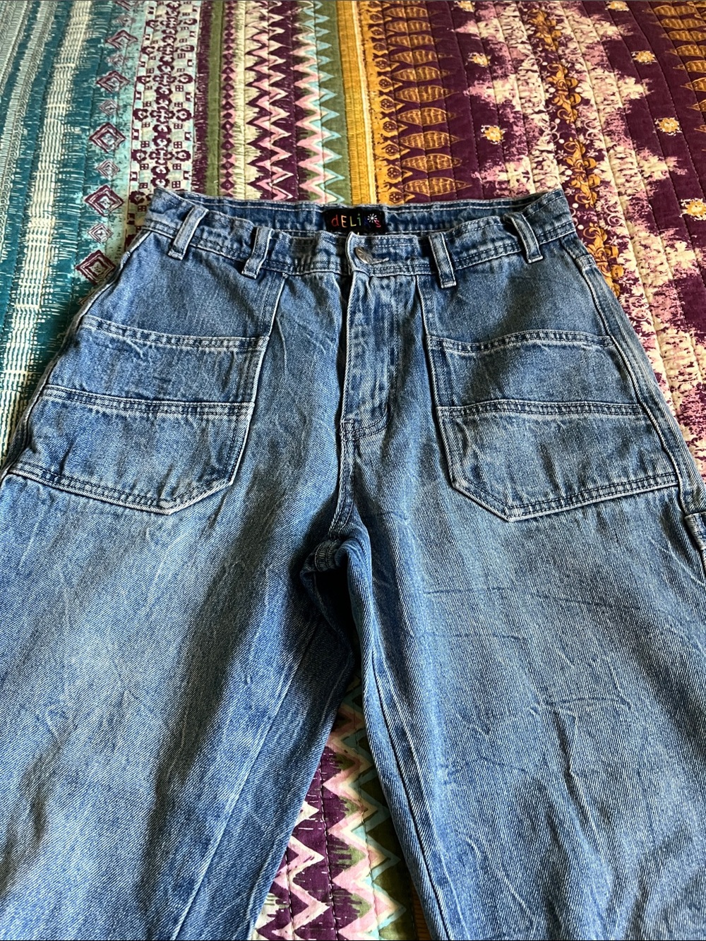 dELiA’s HIGH RISE CARPENTER STYLE WIDE LEG JEANS, 100% COTTON